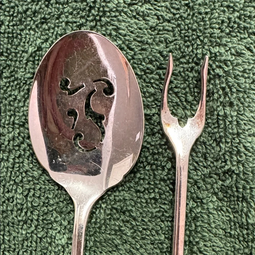 Vintage Community White Orchid silver spoon and seafood fork